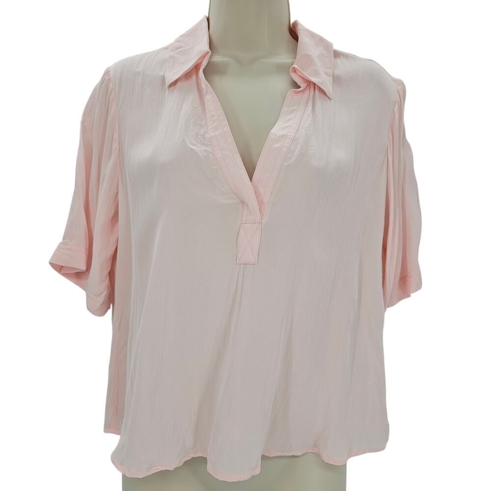 J. Crew Womans size XS Genevieve Crepe De Chine Popover Top Pink CC986 NEW